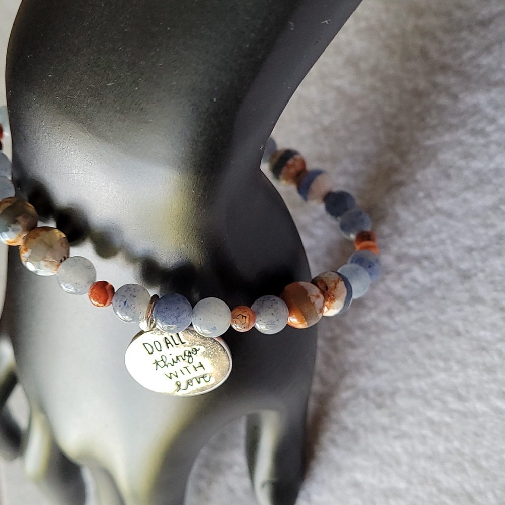 Blue Agate and Jasper Stretch Bracelet